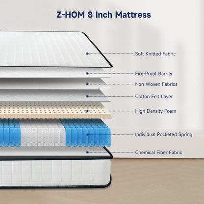 Z-hom Mattress 8 Inch, Mattresses Hybrid Innerspring Mattress in a Box, 063