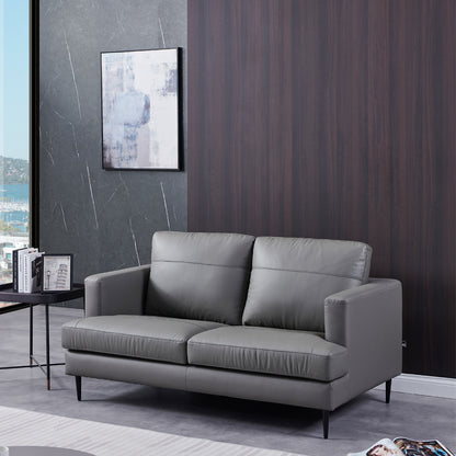 S128 Ledersofa Genuine Leather Sofa Set 2 Seater+3Seater, Grey