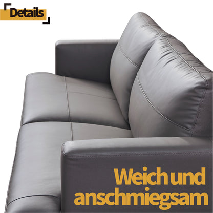 S128 Ledersofa Genuine Leather Sofa Set 2 Seater+3Seater, Grey