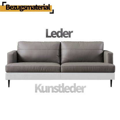 S128 Ledersofa Genuine Leather Sofa Set 2 Seater+3Seater, Grey