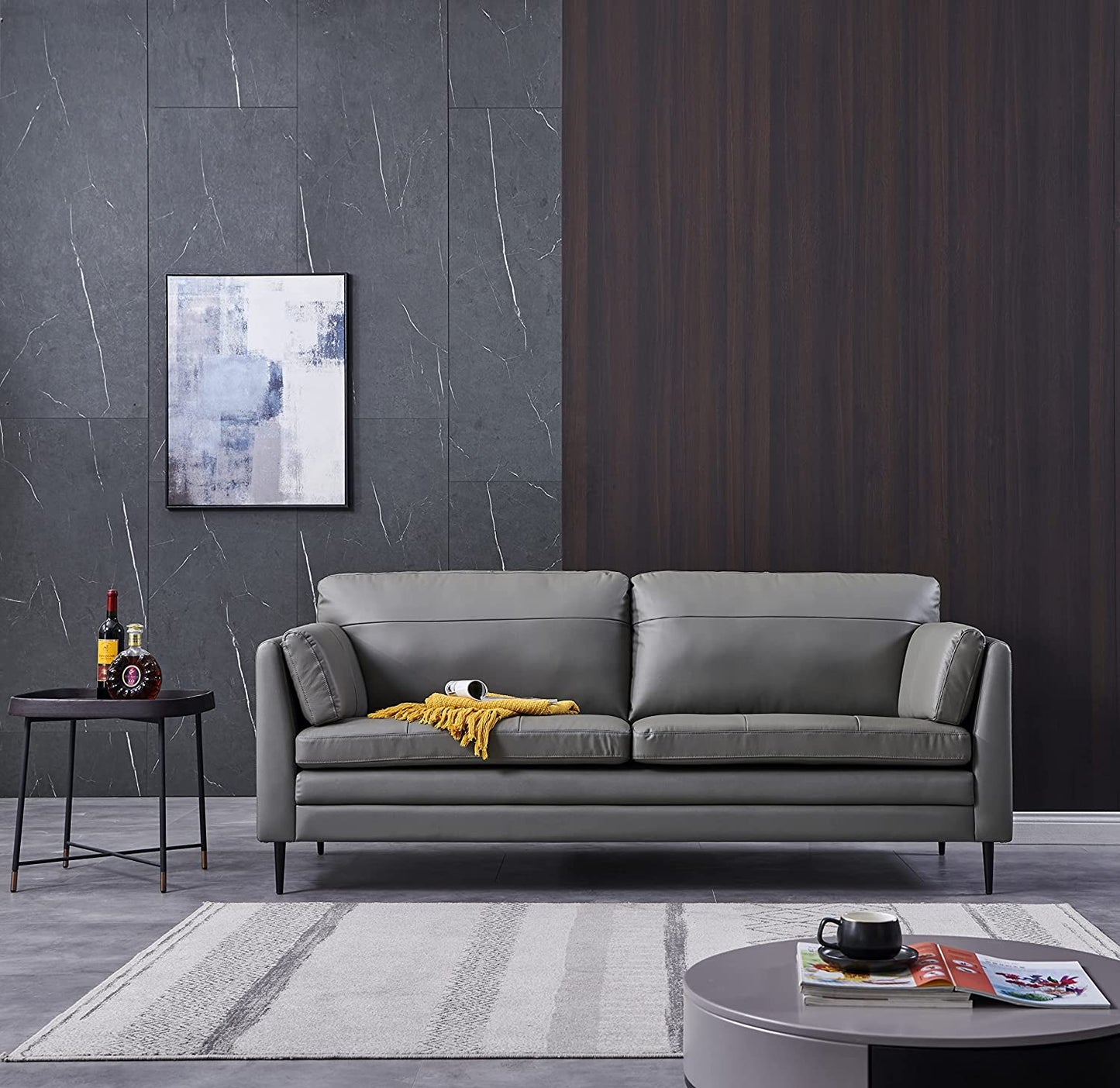 Vittoria S123 Real Leather Sofa, Genuine Leather Sofa, Grey